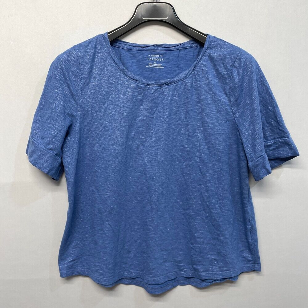 Talbots Women Short Sleeve Tee T-Shirt Top Shirt Size XL X-Large Blue B373 -15